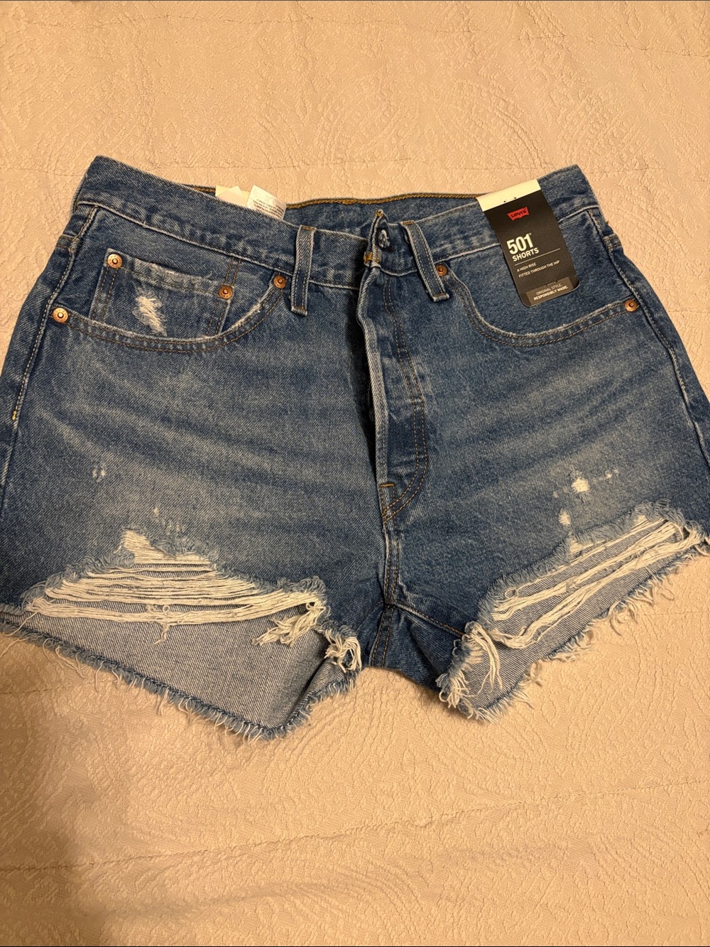 Levi's Distressed Cutoff Jean Shorts - Blue